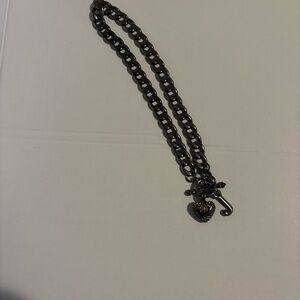 Juicy Couture Black Chain Necklace with Heart Charm